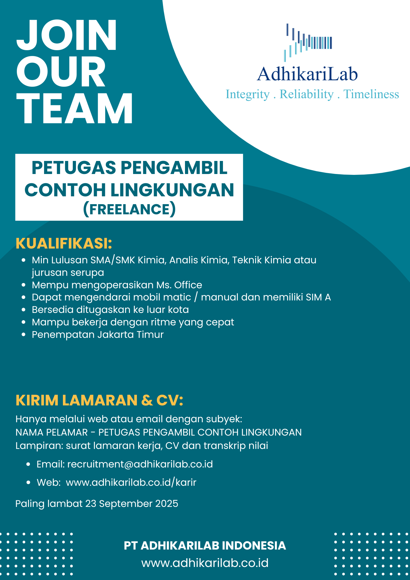 freelance petugas pengambil contoh lingkungan