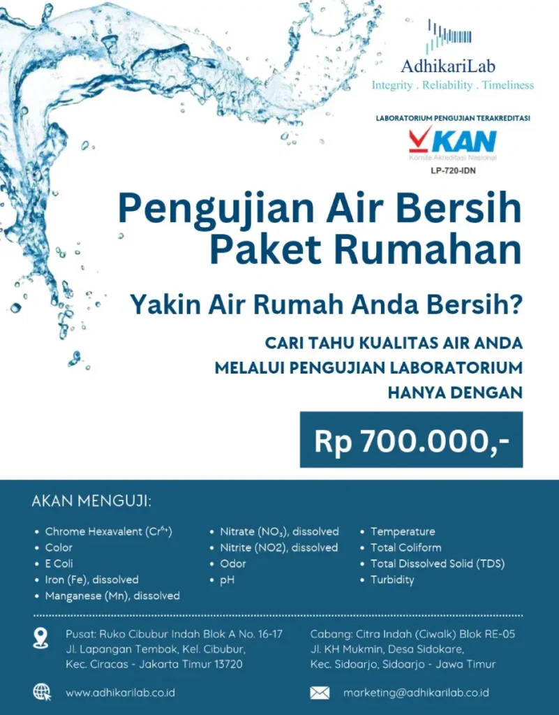 Brosur pengujian air bersih paket rumahan